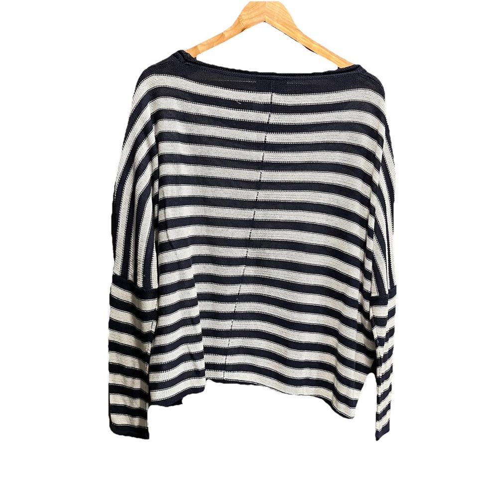 Wooden Ships Nautical Blue White Stripe Women's Sweater Size M/L - Picture 2 of 5